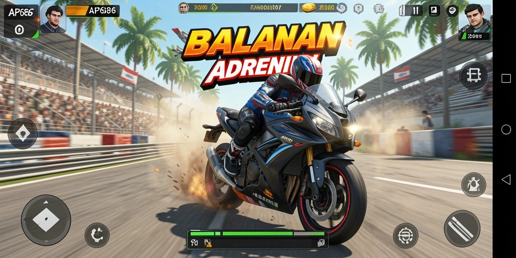 Tampilan seru dari gameplay balapan motor di AP686