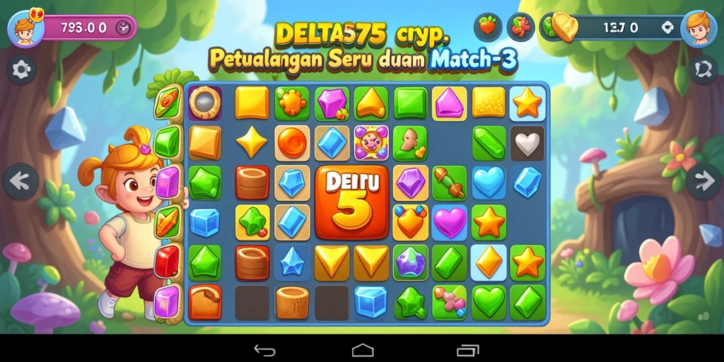 Tampilan gameplay Match-3 yang menarik di DELTA575.