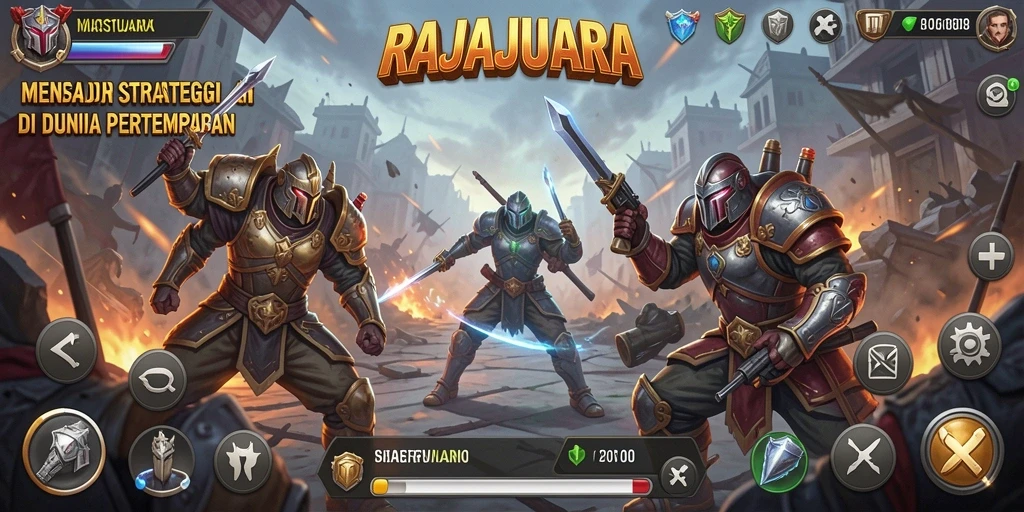 Tampilan gameplay RAJAJUARA yang mendebarkan dengan strategi pertempuran.