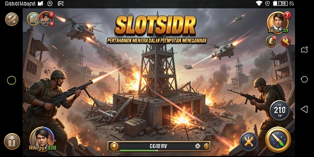Tampilan gameplay SLOTSIDR yang mendebarkan dalam pertempuran Tower Defense.
