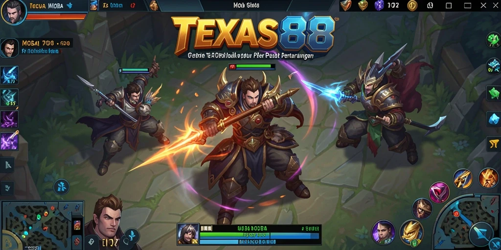 Tampilan gameplay seru dari TEXAS88 di arena MOBA.